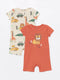 Crew Neck Short Sleeve Printed Baby Boy Rompers 2 Pack
